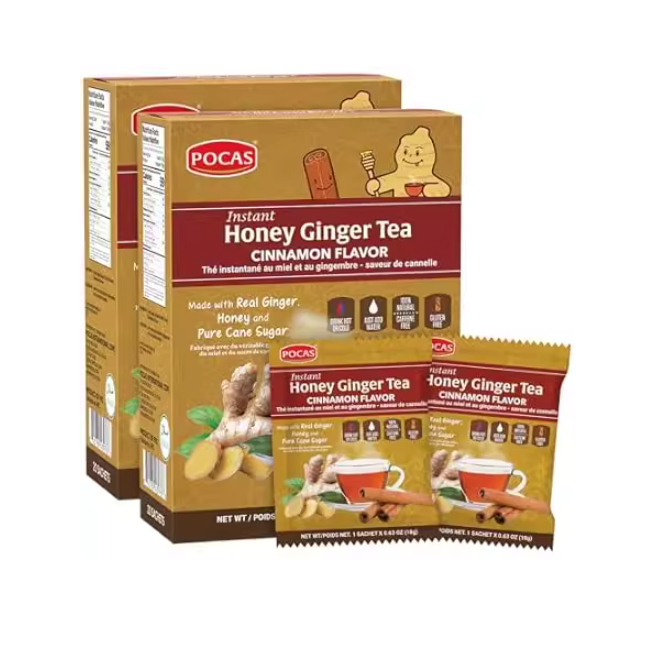 Pocas Tea Powder， Honey Ginger with Cinnamon， 20 Count (P