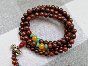 天然红酸枝木108颗佛珠手链绿松石蜜蜡款两款统一价6mm108颗清货