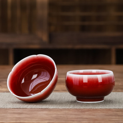 郎窑红主人杯品茗杯陶瓷茶杯单杯个人专用茶盏景德镇功夫茶色釉