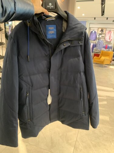 希努尔雾霾蓝短款连帽羽绒服不窜绒免费干洗A507BYR