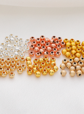 14K包金珠DIY保色圆珠K金哑金玫瑰金散珠2/3/4/5/6MM 50颗