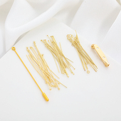 14K包金保色球针9字针平头针旋转胸针一字胸针diy手工配件材料