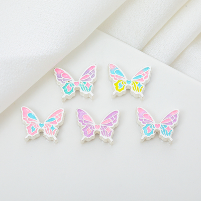 DIY哑银保色滴油彩绘蝴蝶项链