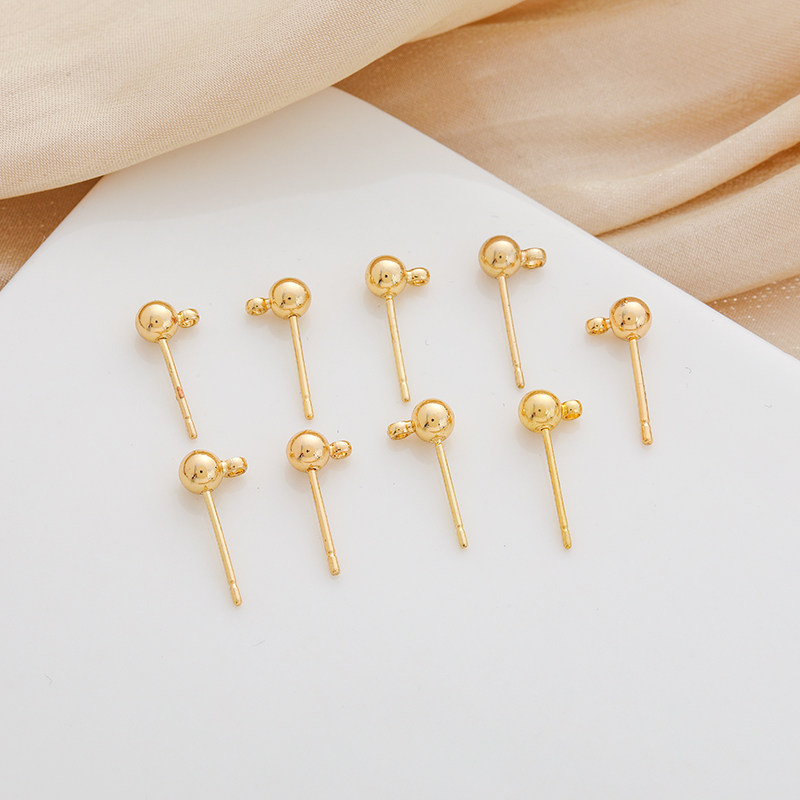 18K包金保色球针豆豆耳钉带挂圈珠针带吊环diy手工首饰品耳饰材料,饰品/流行首饰/时尚饰品新,针,淘宝优惠券,粉丝福利购,淘宝优惠卷