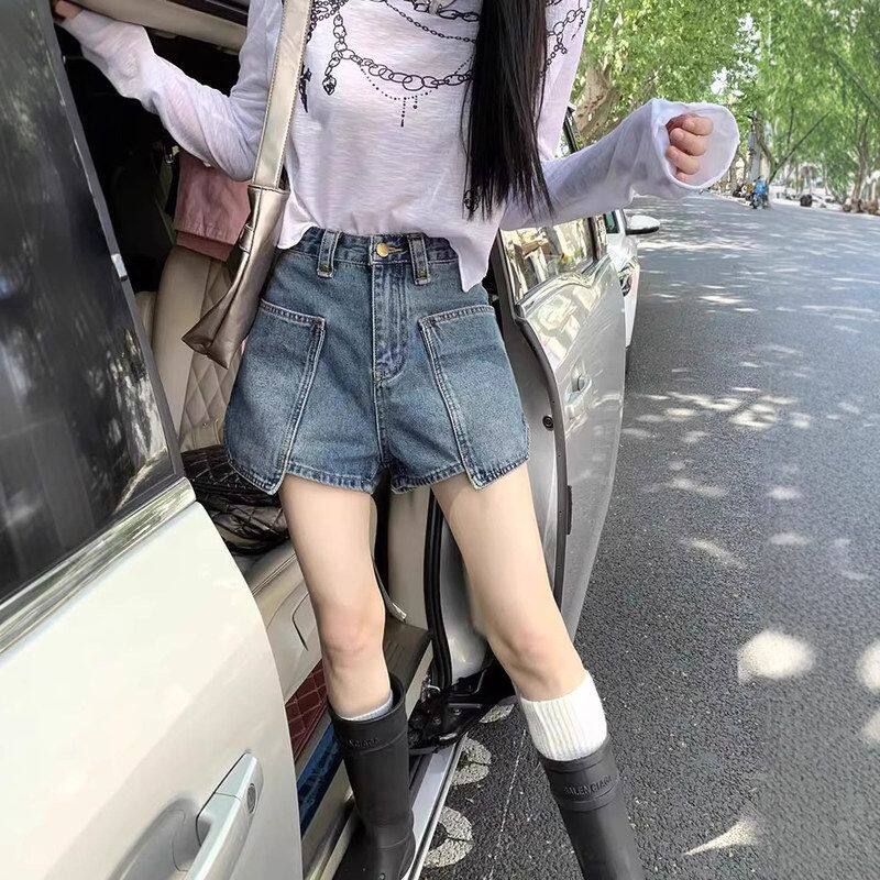 美式牛仔短裤女2026夏季新款梨形身材大码高腰显瘦小个子a字热裤