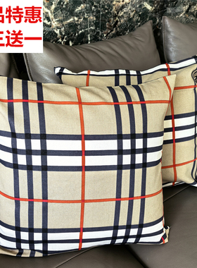 加厚纯棉老粗布抱枕套不含芯正方形沙发靠垫腰枕床头靠背汽车靠枕