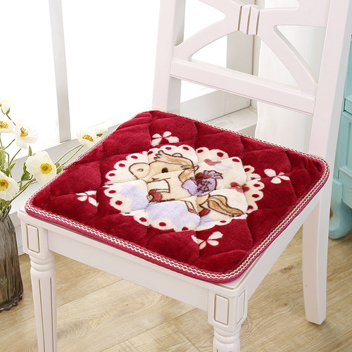 绑带毛绒坐垫冬季保暖办公室防滑椅子汽车沙发餐椅圆形方形凳子垫