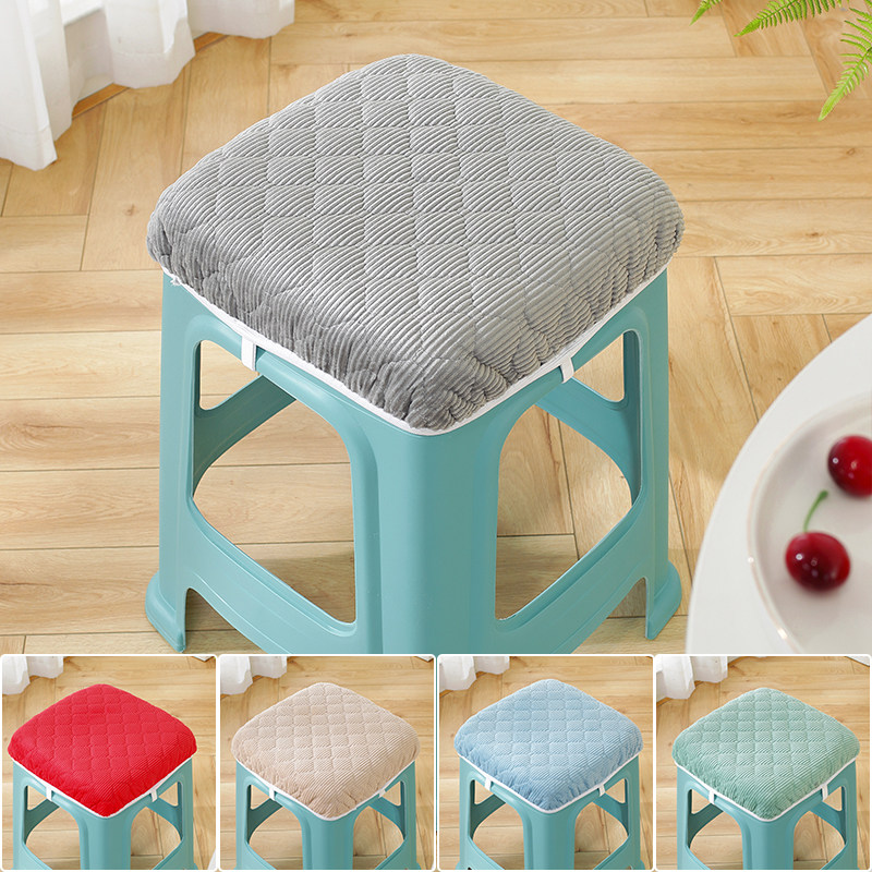 方形凳子座套夹棉加厚塑料胶凳子套罩简单舒适四季通用餐厅方凳垫