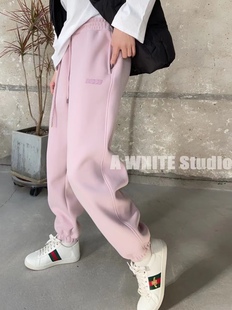 小个子2025年新款 AW正品 女冬加厚宽松休闲束脚运动裤 加绒卫裤 时尚