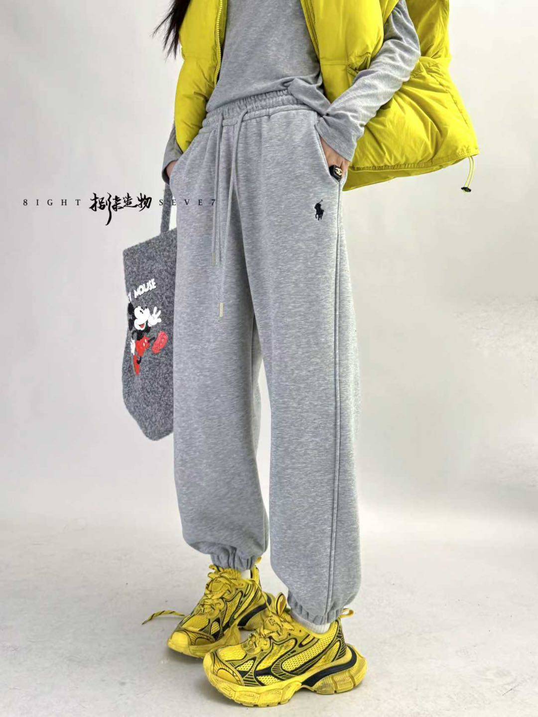 小马刺绣休闲束脚卫裤女2025冬款新款灰色哈伦裤宽松松紧腰运动裤,女装/女士精品,休闲裤,淘宝优惠券,粉丝福利购,淘宝优惠卷