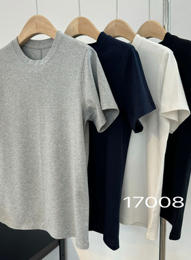 2025春季新款17008质感好哭超显瘦亲肤纯色圆领修身短袖女