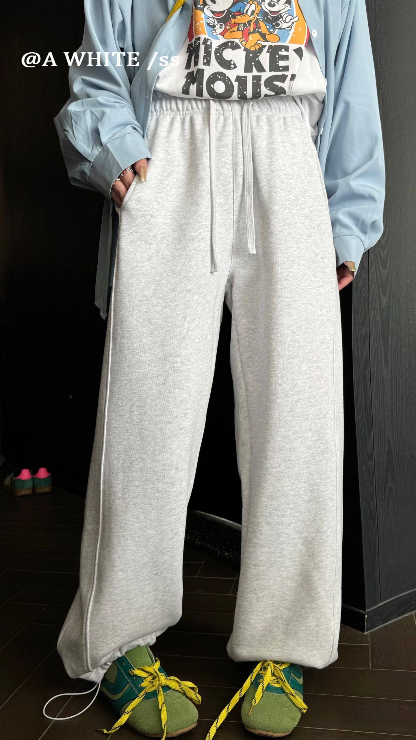 春款K316运动休闲裤抽绳高腰显瘦阔腿裤女2026新款垂感弯刀裤子,女装/女士精品,休闲裤,淘宝优惠券,粉丝福利购,淘宝优惠卷