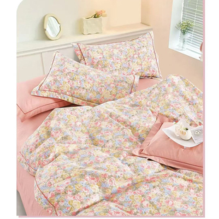 纯棉AB版INS碎花田园风床上四件套全棉1.8床笠被套枕套宿舍床1.0M