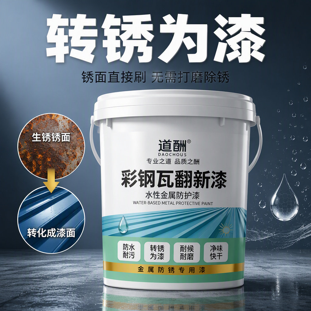 道酬彩钢瓦翻新专用漆大桶水性金属漆防水金属防锈漆铁锈转化漆ZX