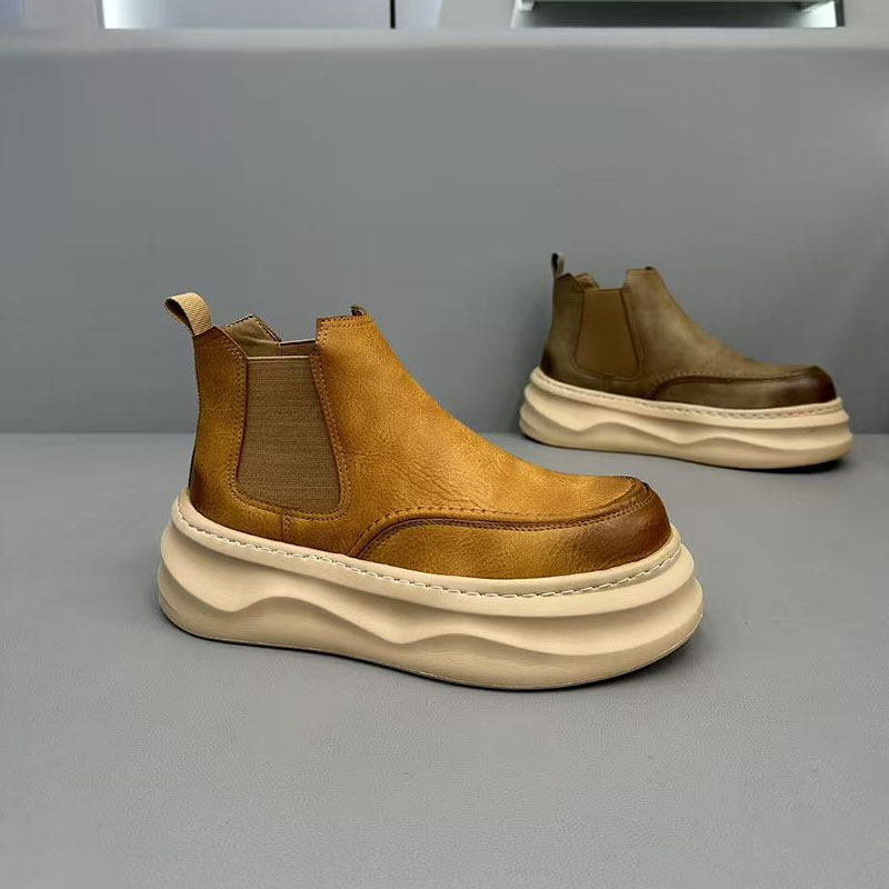 男鞋秋冬季新款一脚蹬厚底马丁靴