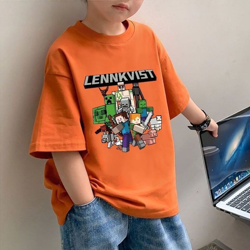 男童新款纯棉短袖T恤夏季儿童我的世界合集印花宽松中大童上衣潮t