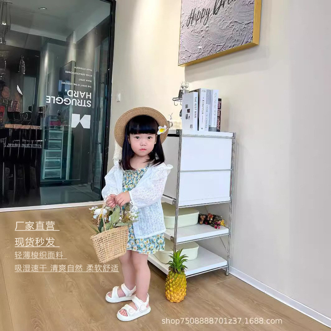 女童防晒衣秋款外套薄款春夏秋装儿童宝宝透气童装花朵连帽空调
