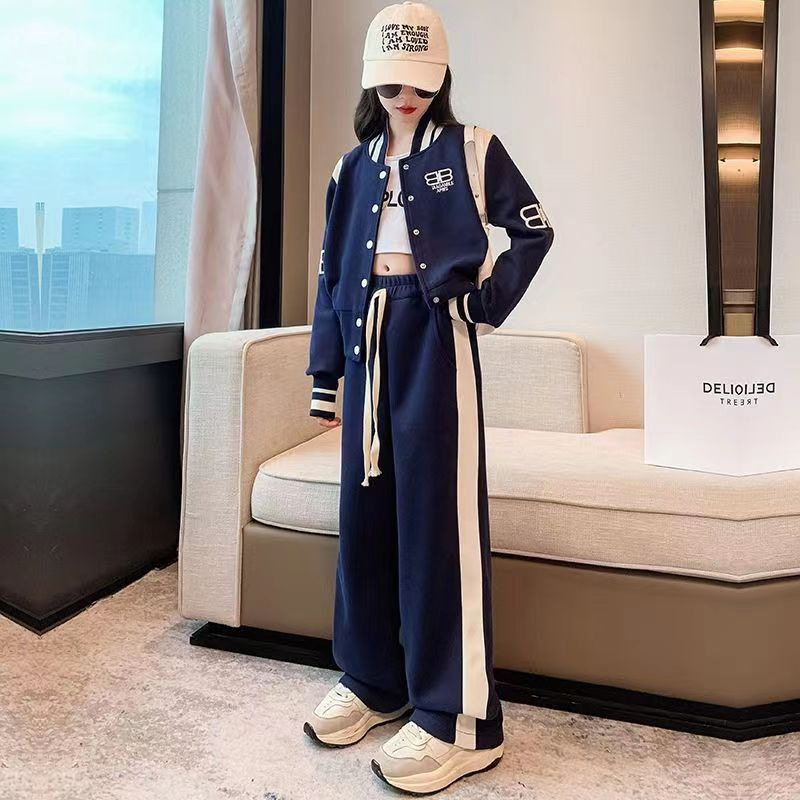 女童春秋套装中大童儿童洋气韩版网红时髦女孩棒球服秋季爆款童装