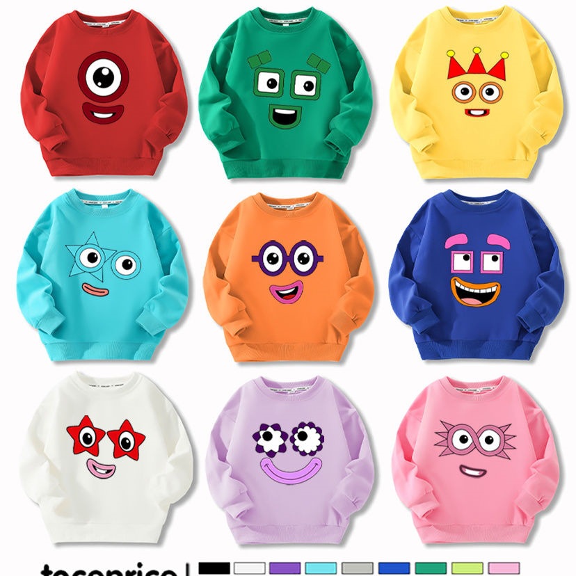 Numberblocks数字积木衣服男女童长袖加绒卫衣卡通儿童上衣秋冬款