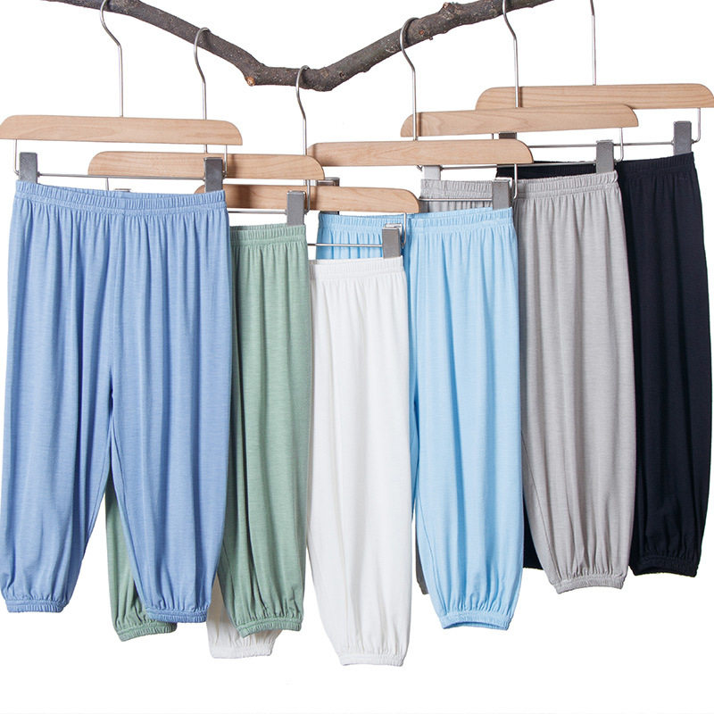 儿童防蚊裤莫代尔男女童纯色休闲裤宽松夏季薄款宝宝灯笼沙滩