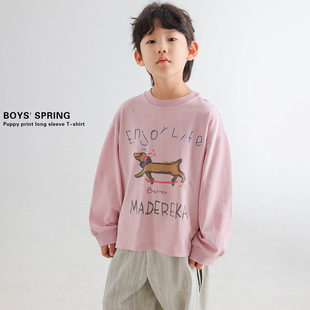 男童春季T恤韩版童装2025新款儿童春款长袖卡通中性风宽松上衣潮