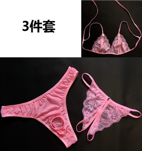情侣内裤丁字裤男女镂空冰丝开裆