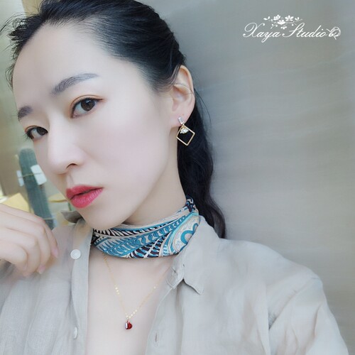 丁香花仙女韩国正方形耳夹