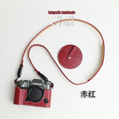 富士手作真皮手掌纹相机皮套