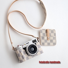 富士X100VI X100v X100F X100T 棋盘格真皮保护套皮套底座相机包