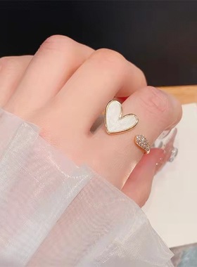 2023年新款心形戒指女时尚个性高级感小众设计爱心开口食指戒指环