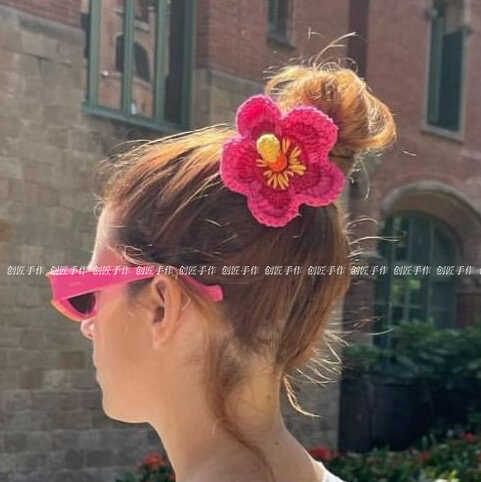西班牙小众手工制作同款立体花朵造型百搭发圈发绳发饰