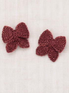 misha and puff mp同款儿童羊毛针织编织大蝴蝶结发夹发饰