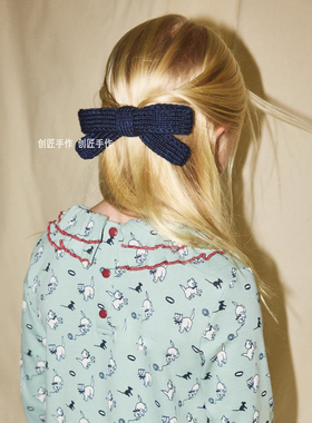 misha and puff mp同款儿童纯手工编织超大蝴蝶结发夹发卡发饰