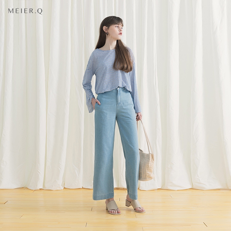 MEIER.Q³õÇï¿íËÉÊæÊʳ¤ÐäTÐô °Ù´î¶àÉ«Öñ½ÚÃÞÌõÎÆÉÏÒ M40002566
