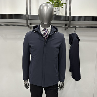 秋冬男士 可立领穿着牛奶丝免烫面料 棉服100绵羊毛填充连帽可脱卸