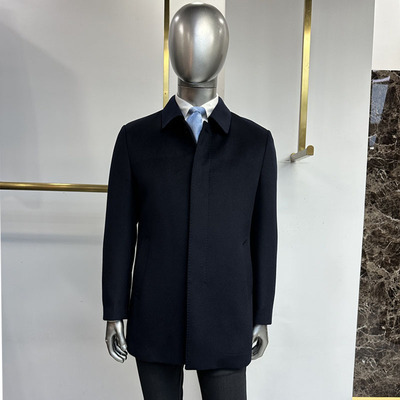 山羊绒内胆脱卸男士中长羊毛大衣