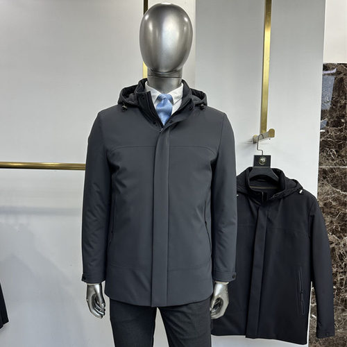 鹅绒内胆连袖脱卸双充男士羽绒服