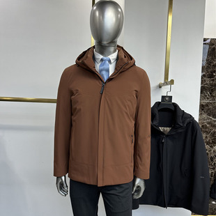 鹅绒直充男士羽绒服连帽户外休闲哑光牛奶丝防风面料时尚商务设计