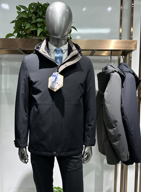 商务休闲连帽脱卸鹅绒加厚羽绒服