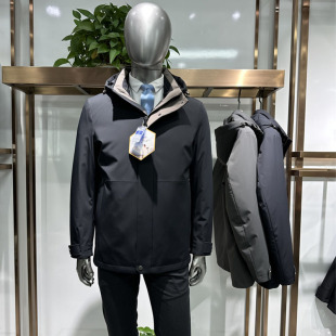均可脱卸商务休闲时尚 新款 加厚连帽内胆连袖 鹅绒羽绒服 3色 男士