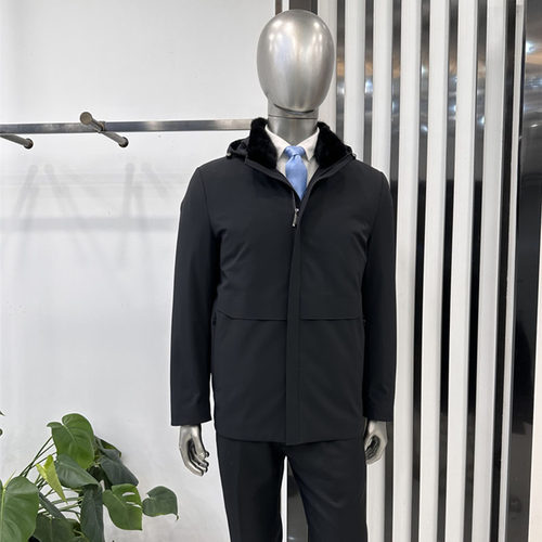 尼克服水貂立领全兔毛内胆可脱卸