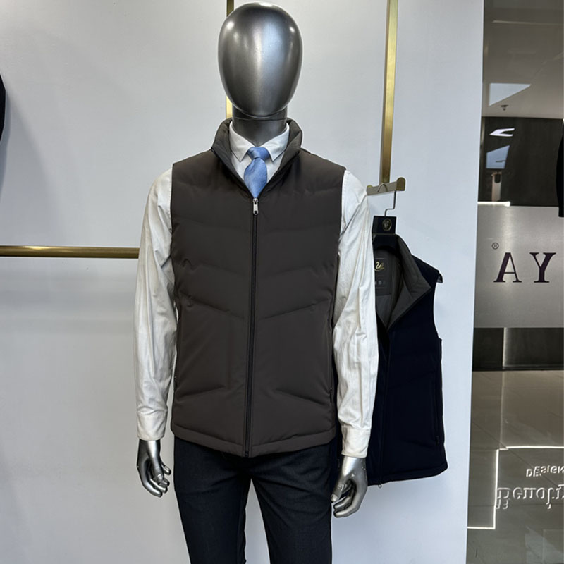 立领拉链男士羽绒马甲休闲直充绒