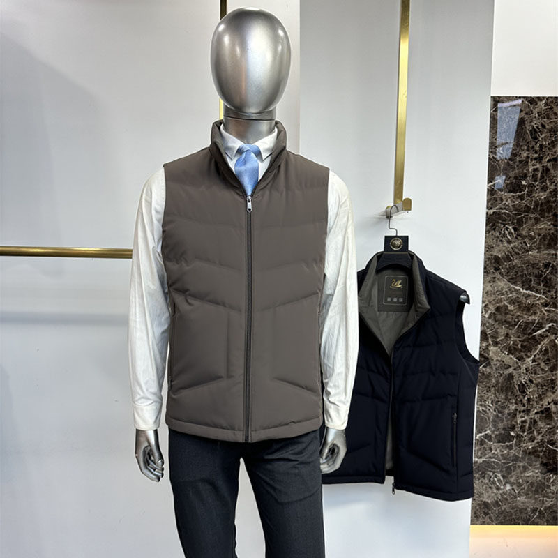 羽绒马甲2色男士外套 鸭绒直充绒无痕压胶不钻绒立领拉链加厚保暖,男装,羽绒马甲,淘宝优惠券,粉丝福利购,淘宝优惠卷