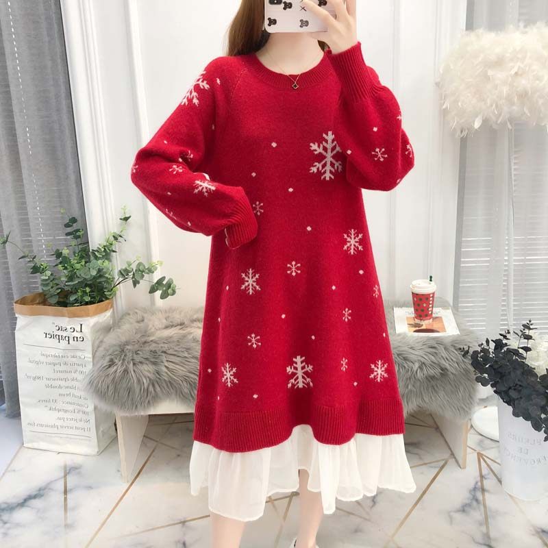 孕妇秋装套装冬装时尚款秋冬款连衣裙上衣毛衣中长款潮妈冬天加厚