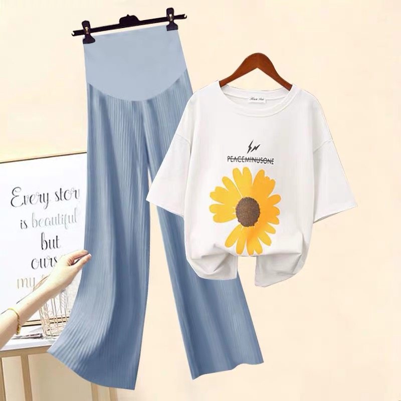 孕妇夏装套装外出时尚款夏季网红秋装裤子洋气产检两件套潮妈早秋