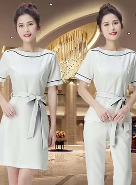 工装工作服美容师修身女连衣裙美容院养生馆气质夏季短袖高端新款