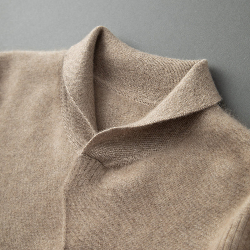 A类第一道青果领羊绒衫男纯山羊绒秋冬翻领针织衫舒适保暖毛衣