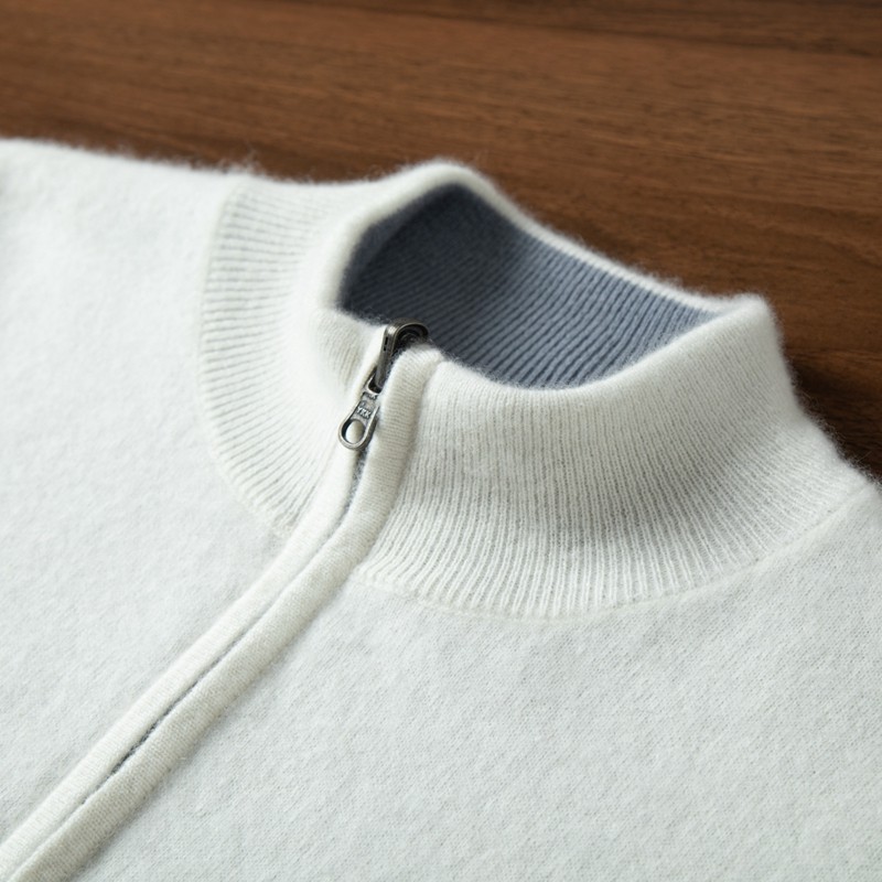 秋冬半高领双面开衫加厚拉链男士100%羊绒外套商务休闲毛衣针织衫,男装,羊绒开衫,淘宝优惠券,粉丝福利购,淘宝优惠卷