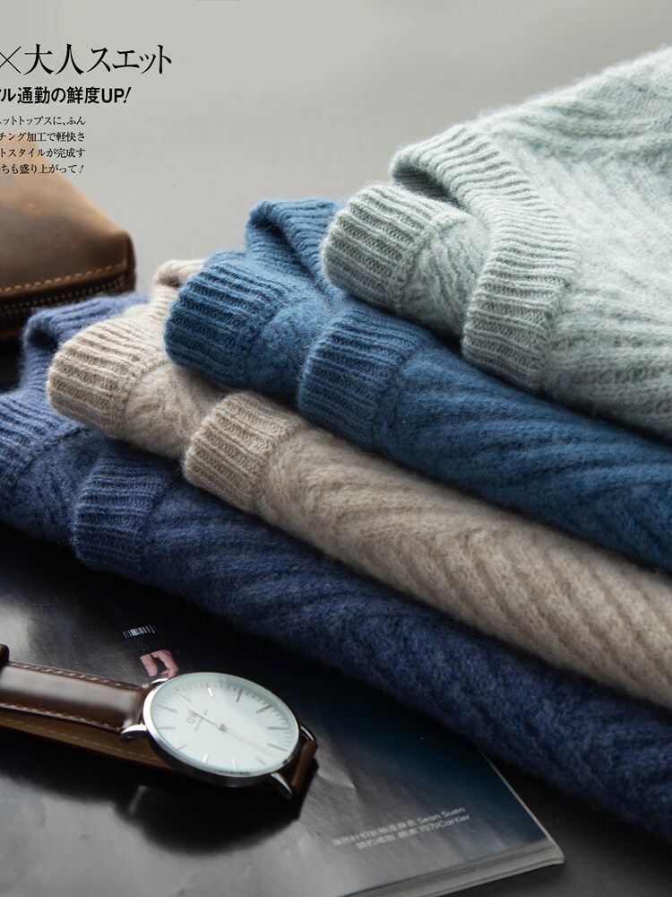 헤비급 두꺼운 ORDOS 100% 순수 캐시미어 남성용 울 스웨터 스웨터 캐시미어 스웨터 남성용 라운드 넥 겨울 대형 사이즈