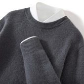 重磅加厚羊绒衫 保暖毛衣双股圆领针织打底衫 男100%纯山羊绒衫 男士